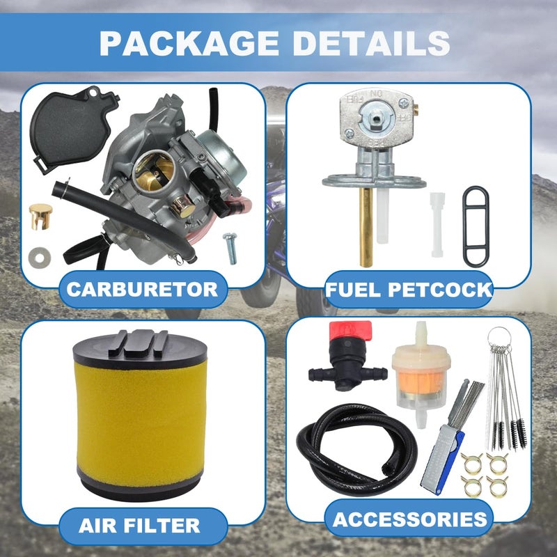 JDLLONG Carburetor Fit for Arctic Cat 250 300 2001 2002 2003 2004 2005 RED GREEN 2x4 4x4 Replace 0470-448 Carb Kit with Air Filter and Fuel Valve Petcock - Image 5